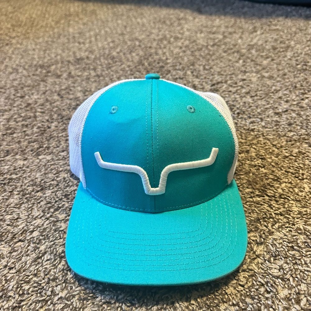 Turquoise and White Trucker Hat